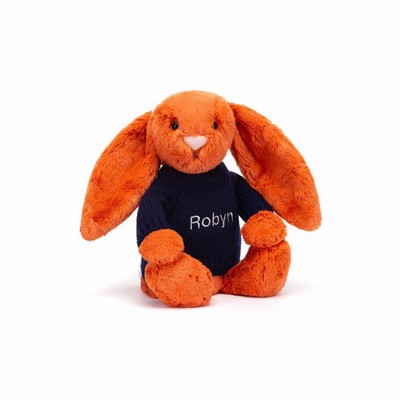 Jellycat Bashful Tangerine Konijn with Navy Jumper | DJ3791082